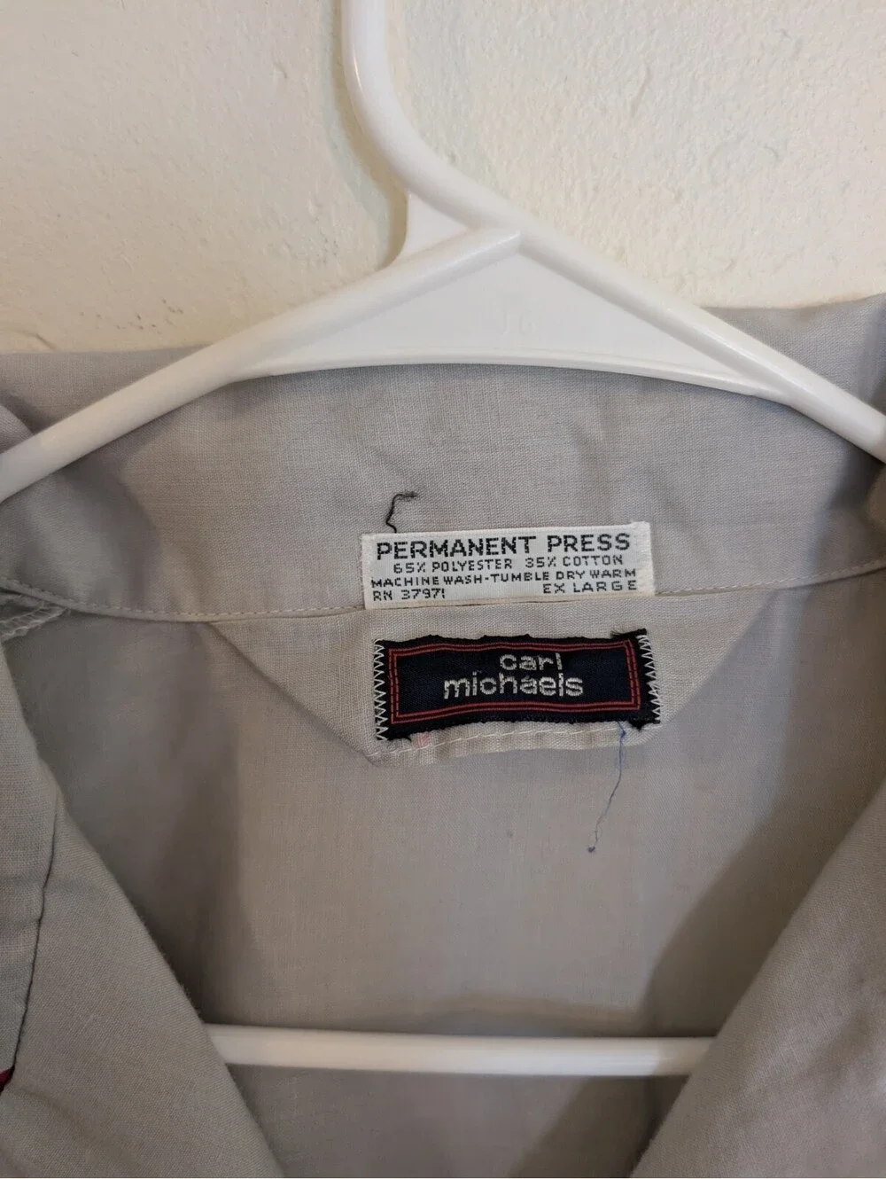 Vintage Carl Michaels Men’s Pajama Set XL Gray Red Piping 2 Pc Long Sleeve Pants